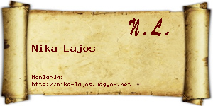 Nika Lajos névjegykártya